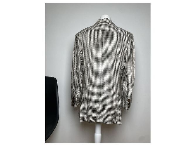 Dior Houndstooth Wool Coat Black and White - view 4