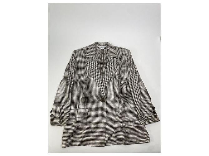 Dior Houndstooth Wool Coat Black and White - view 5
