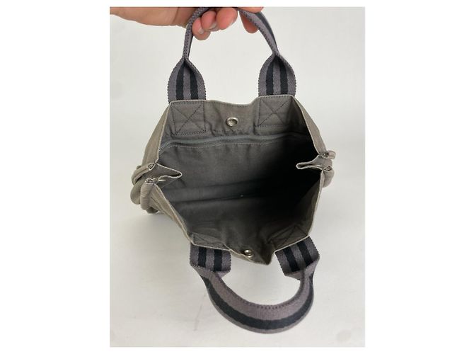 Borsa a mano in cotone grigio di Hermès - vista 2