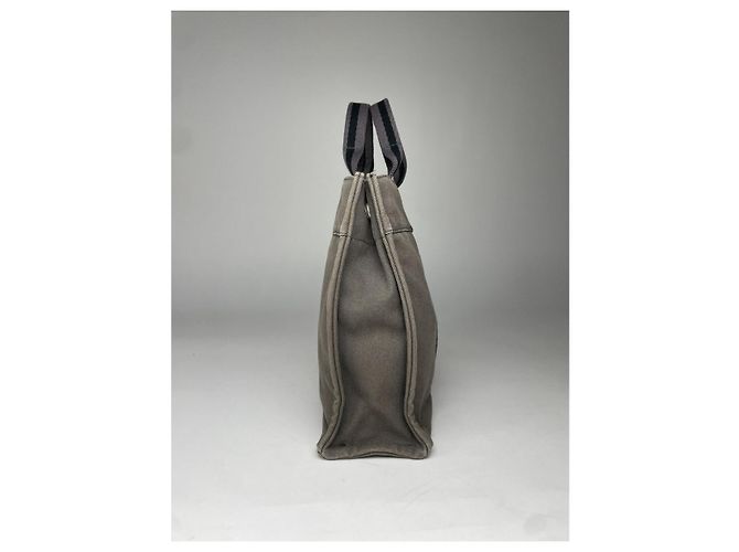 Borsa a mano in cotone grigio di Hermès - vista 3