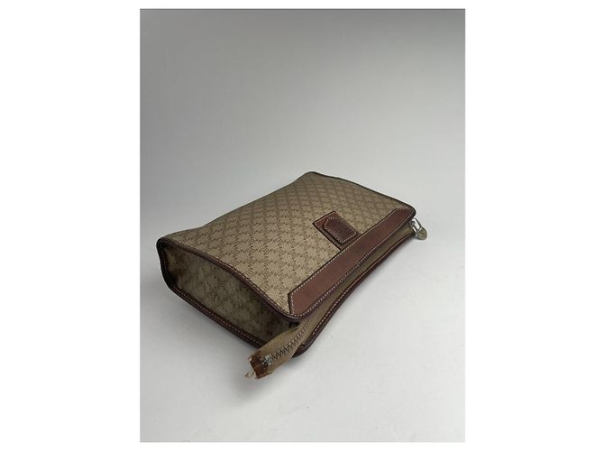Céline Clutch in pelle beige Celine Triomphe - vista 4