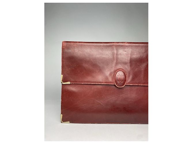 Clutch in pelle bordeaux Cartier Bordò - vista 3
