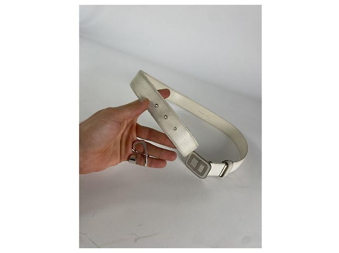 Cinturón de cuero blanco Dior Saddle - vista 2