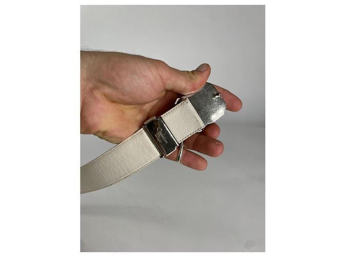 Cinturón de cuero blanco Dior Saddle - vista 3