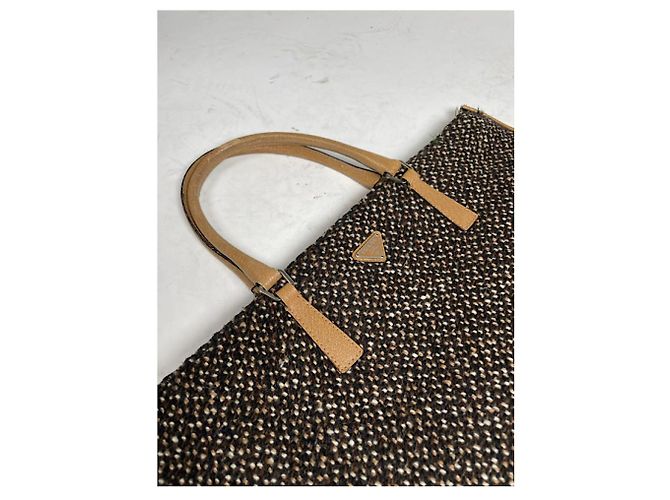 Borsa a mano in lana marrone Prada Cleo - vista 4