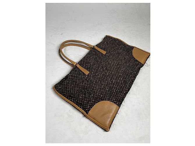 Borsa a mano in lana marrone Prada Cleo - vista 5