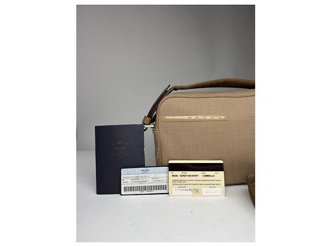 Beige Baumwollhandtasche von Prada - Ansicht 5
