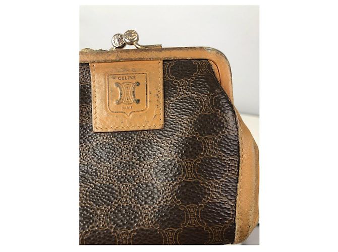Céline Cartera de cuero marrón Celine Triomphe Castaño - vista 4