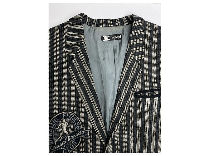 Autre Marque Kansai Yamamoto Anthrazit Wolljacke Anthrazitgrau - Ansicht 4