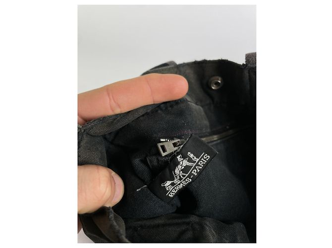 Borsa a mano in cotone nero Hermès - vista 3