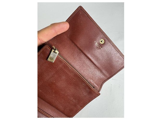 Céline Cartera de cuero marrón Celine Triomphe Castaño - vista 4