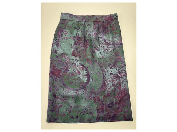 Falda de seda verde Yves Saint Laurent - vista 4