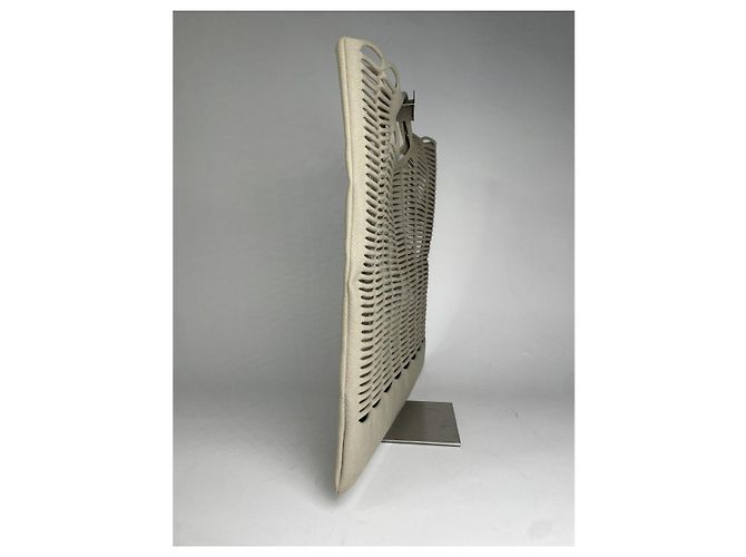 Borsa a mano in cotone beige Issey Miyake - vista 2