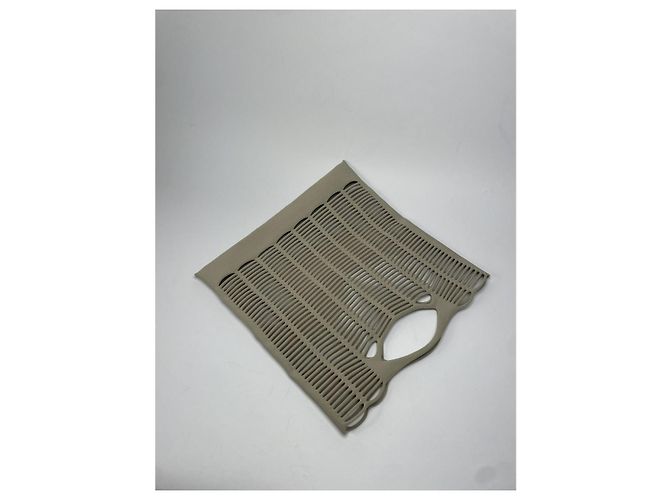 Borsa a mano in cotone beige Issey Miyake - vista 5