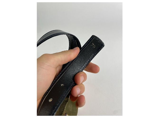 Céline Cinturón de cuero negro Celine Triomphe - vista 3