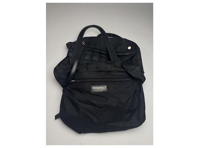 Borsa a mano in cotone nero Chanel - vista 4