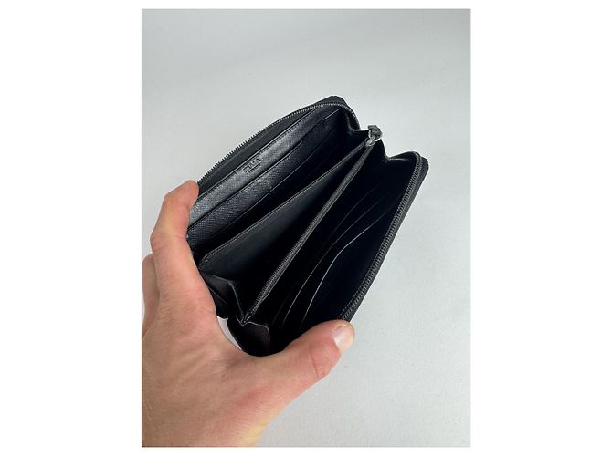 Saffiano Prada Tessuto  Black Leather Wallet - view 3
