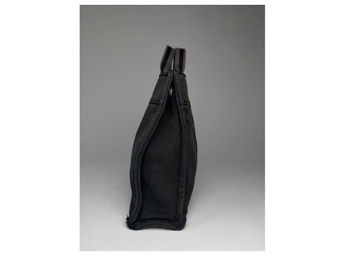 Hermès schwarze Baumwollhandtasche - Ansicht 3