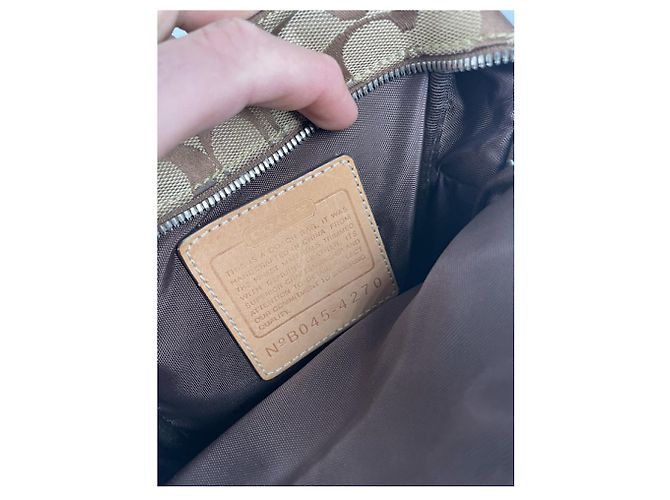 Borsa a mano in cotone beige Sufflette Signature di Coach - vista 4