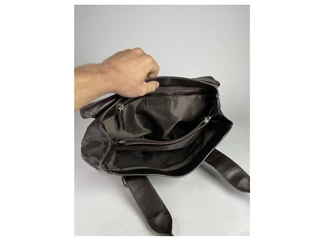 Autre Marque Borsa in pelle marrone non firmata - vista 2