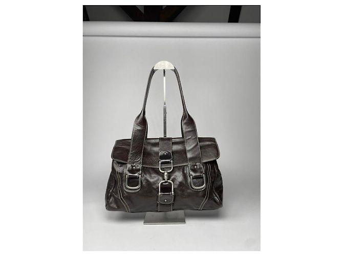 Autre Marque Borsa in pelle marrone non firmata - vista 3