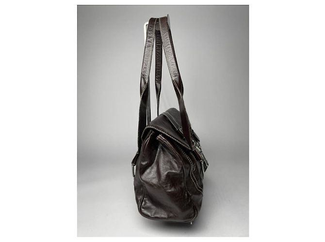 Autre Marque Borsa in pelle marrone non firmata - vista 4