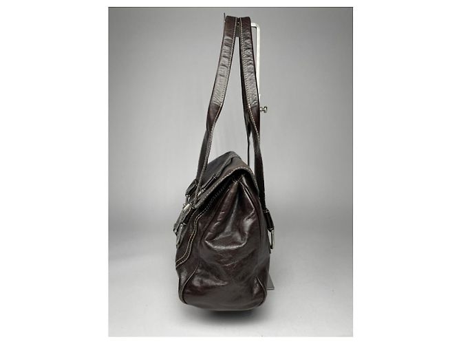 Autre Marque Borsa in pelle marrone non firmata - vista 5