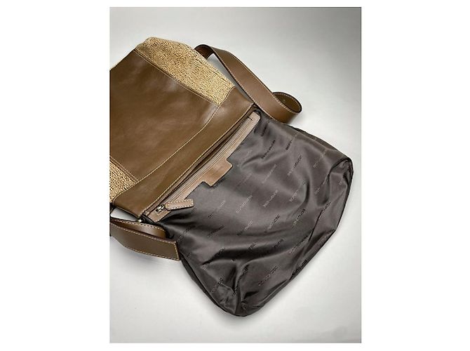 Autre Marque Borsa a mano in pelle marrone BORBONESE - vista 3