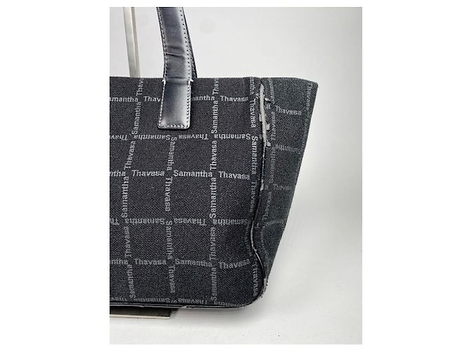 Autre Marque Borsa a mano in cotone nero Samantha Thavasa - vista 5