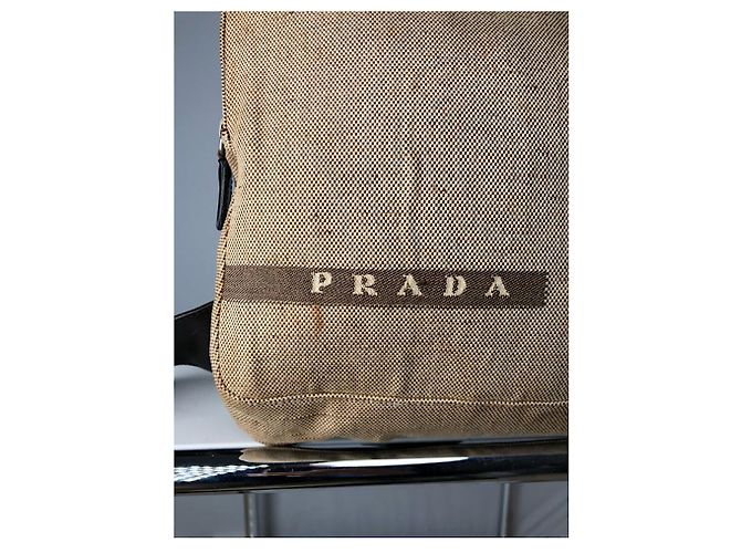 Jacquard Borsa a mano in cotone beige di Prada - vista 5