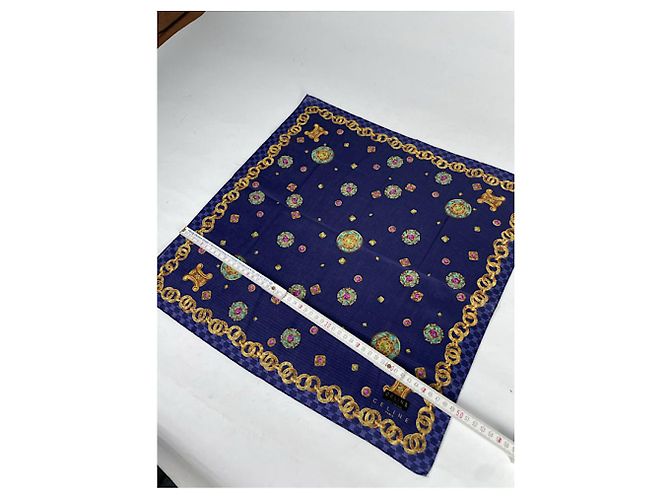 Céline Celine Navy Seidenhandkerchief Marineblau - Ansicht 5