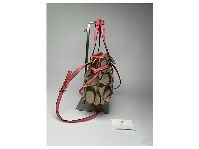 Borsa a mano in pelle marrone Sufflette Signature di Coach - vista 4