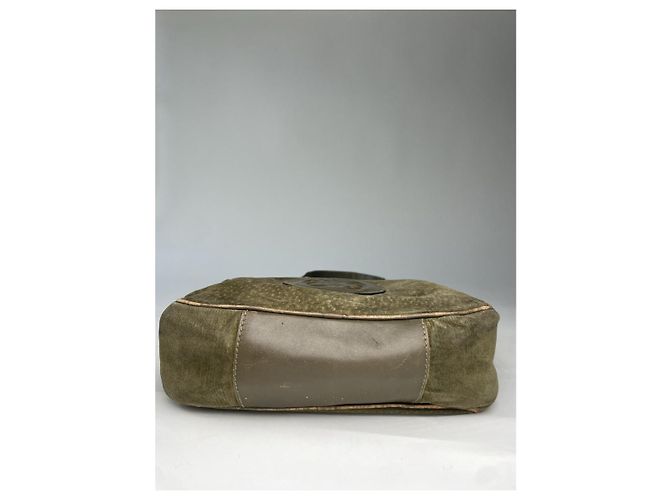 Borsa a mano in cotone verde Fendi Baguette - vista 3