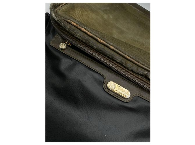 Borsa a mano in cotone verde Fendi Baguette - vista 4