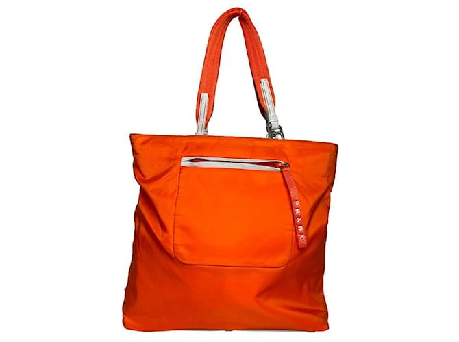 Prada Bibliothèque Orange Polyester Handtasche - Ansicht 2
