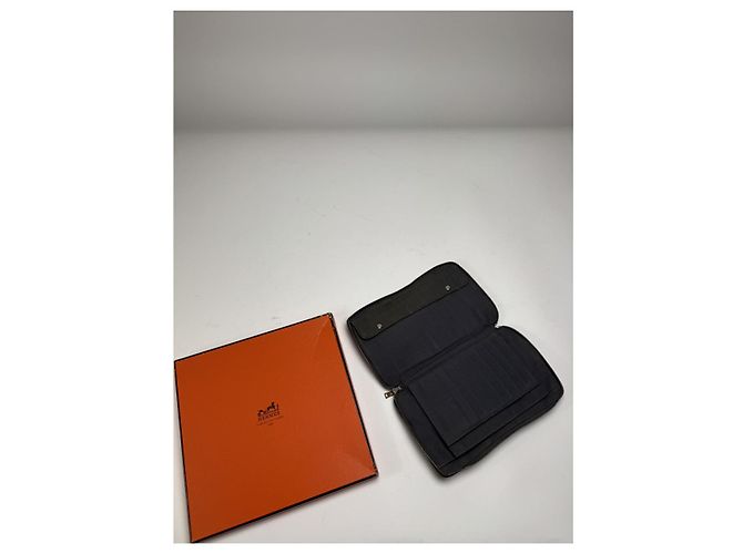 Portafoglio in cotone argento Hermès Toto - vista 4