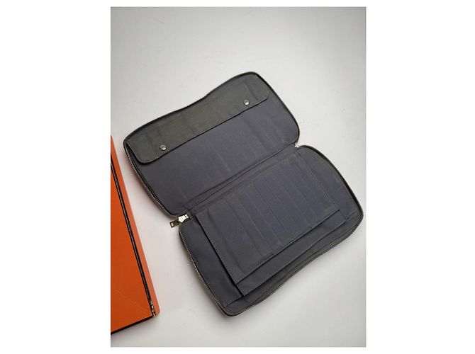 Portafoglio in cotone argento Hermès Toto - vista 5
