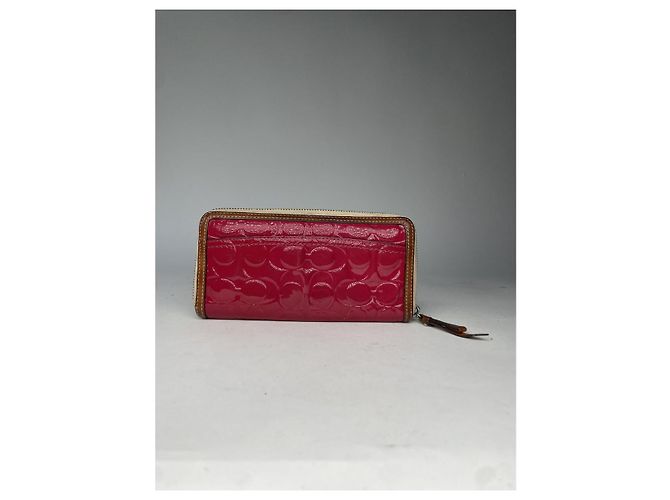 Cartera mini sierra de cuero patentado rojo de Coach Cartable Roja - vista 2