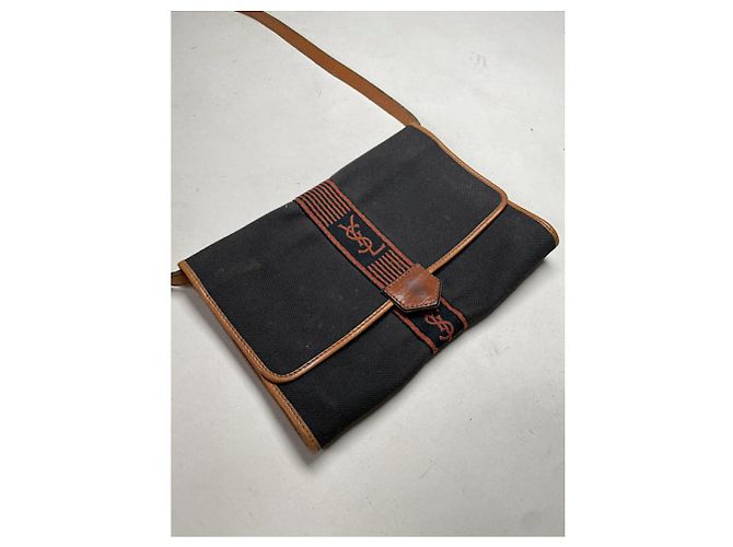 Bolso de mano de algodón negro Yves Saint Laurent - vista 4