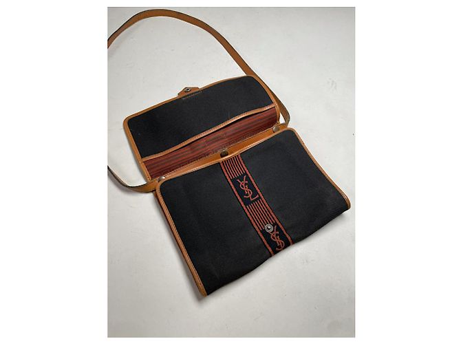 Bolso de mano de algodón negro Yves Saint Laurent - vista 5