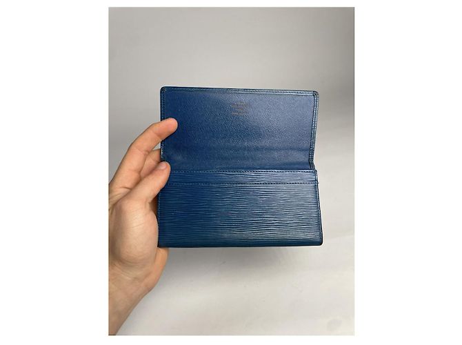 Borsa in pelle blu Louis Vuitton - vista 3