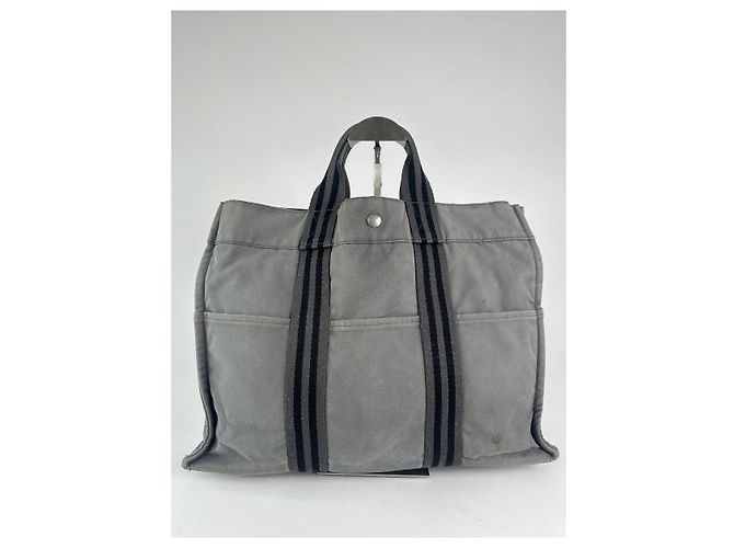 Bolsa de algodão prateada Hermès Prata - vista 3