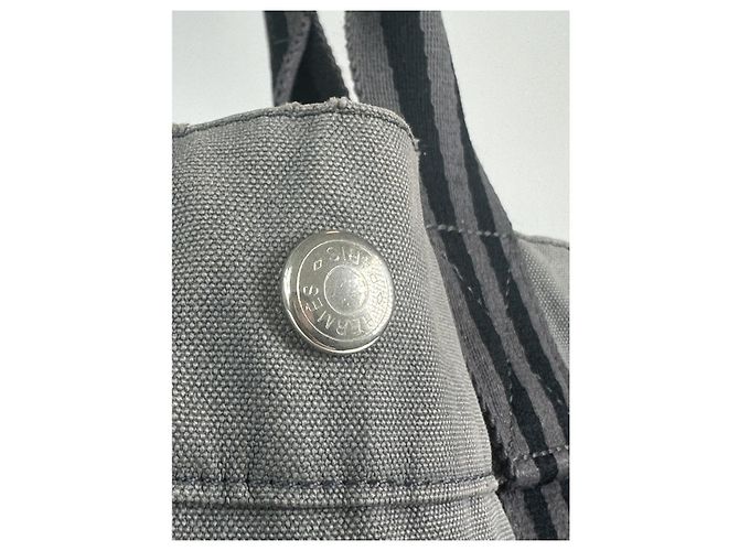 Bolsa de algodão prateada Hermès Prata - vista 4