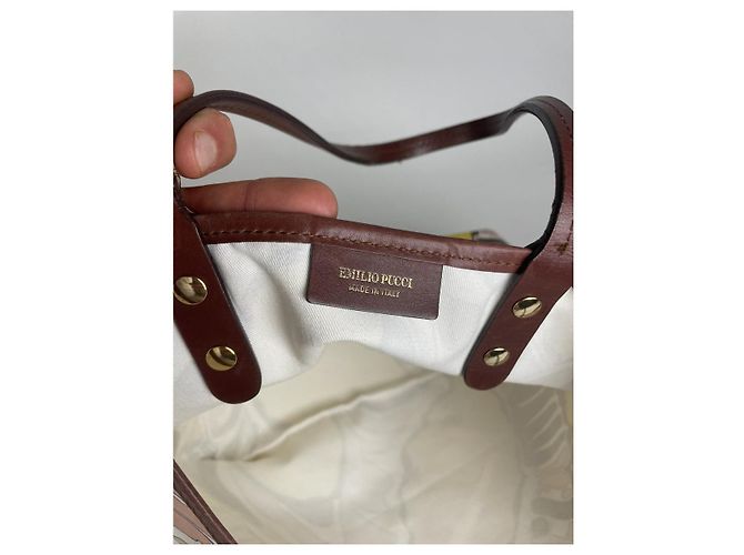Borsa a mano in cotone giallo Emilio Pucci - vista 3