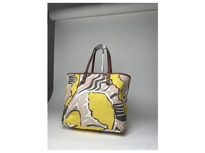 Borsa a mano in cotone giallo Emilio Pucci - vista 4