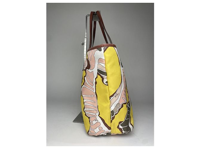 Borsa a mano in cotone giallo Emilio Pucci - vista 5