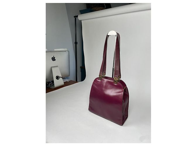 Céline Borsa Tab Celine in pelle verniciata bordeaux Bordò - vista 2