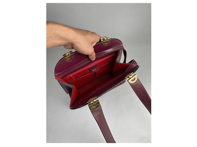 Céline Borsa Tab Celine in pelle verniciata bordeaux Bordò - vista 4