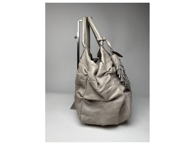 Autre Marque Bolsa de couro prateada não assinada Prata - vista 5
