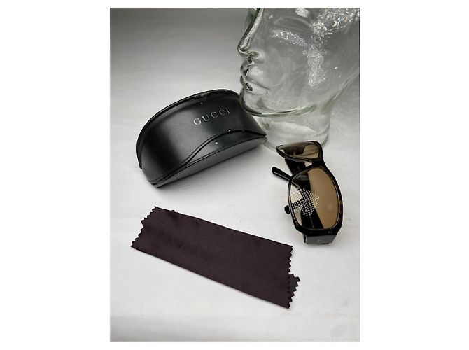 Occhiali da sole in plastica marroni Gucci Marrone - vista 2